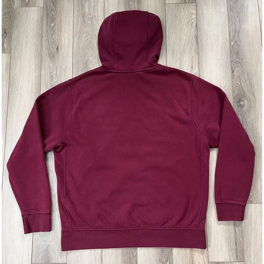 Nike Club Fleece Hoodie Mens Sz Large Burgundy Logo Fleece Lined Front Pocket